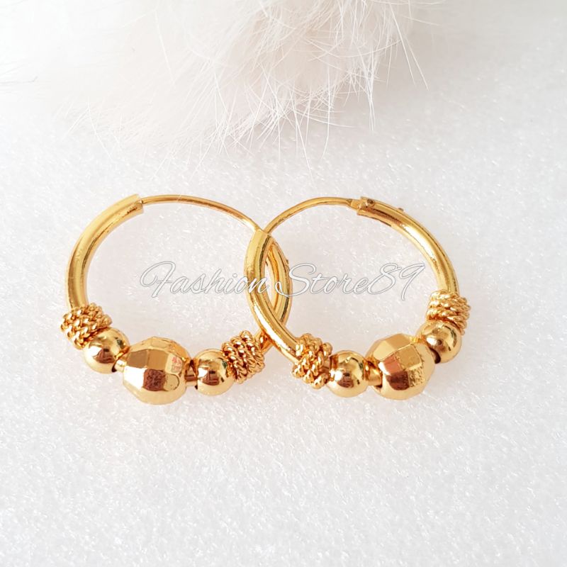 Anting Bulat jepit xuping import lapis emas 18k