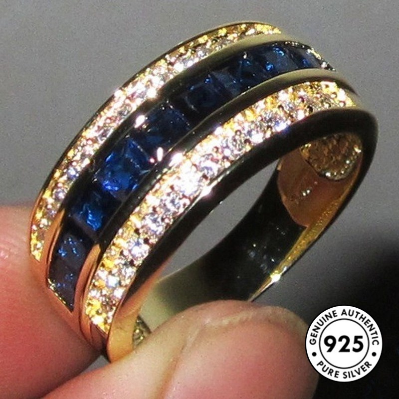 Cincin Lapis Emas 18k Bahan 925 Sterling Silver Untuk Pria Dan Wanita