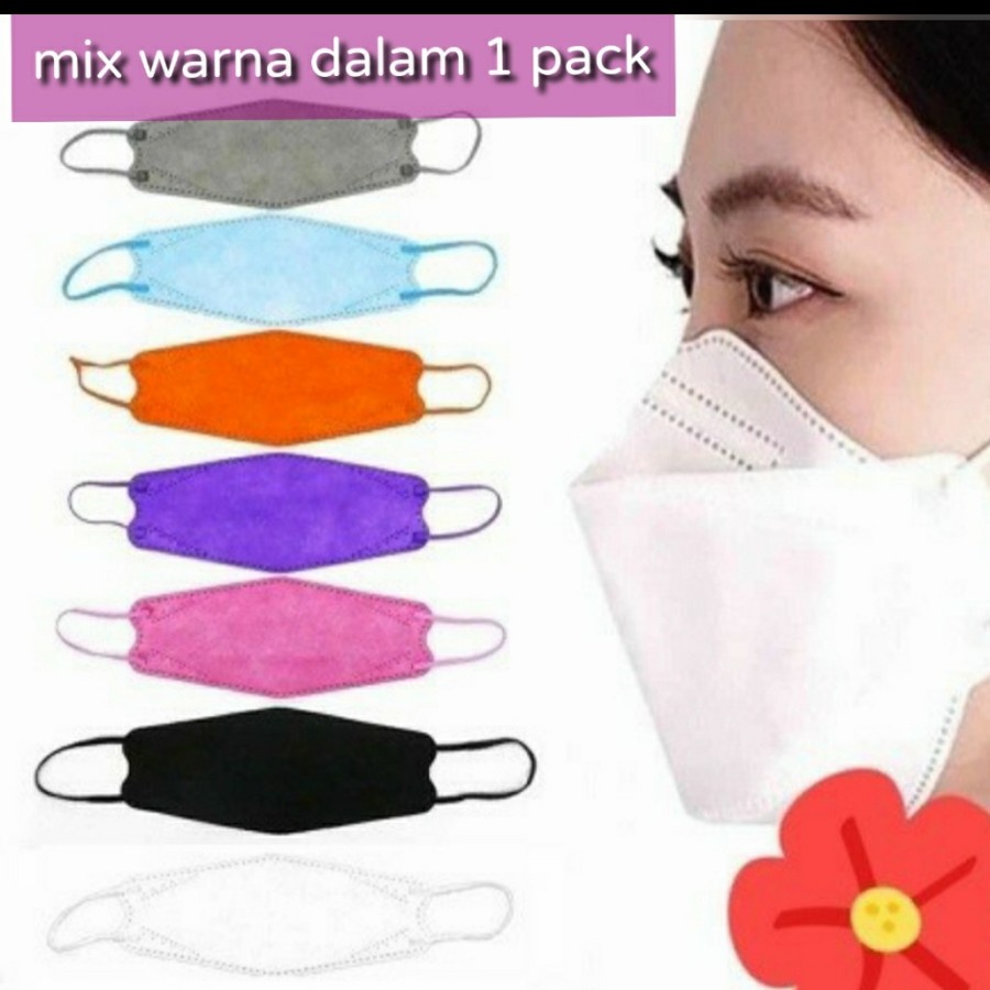 MASKER KF94 RAINBOW MASKER MODEL KOREA KF 94 WARNA WARNI 4PLY CAREION