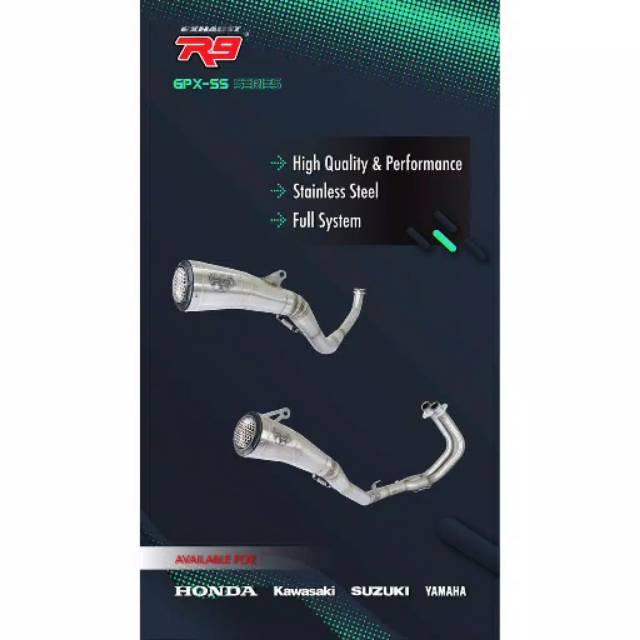 Knalpot R9 GPX Stainless R15, CBR 150R, GSX150, Vixion, MT15, Xabre, CB 150 Knalpot Racing Original