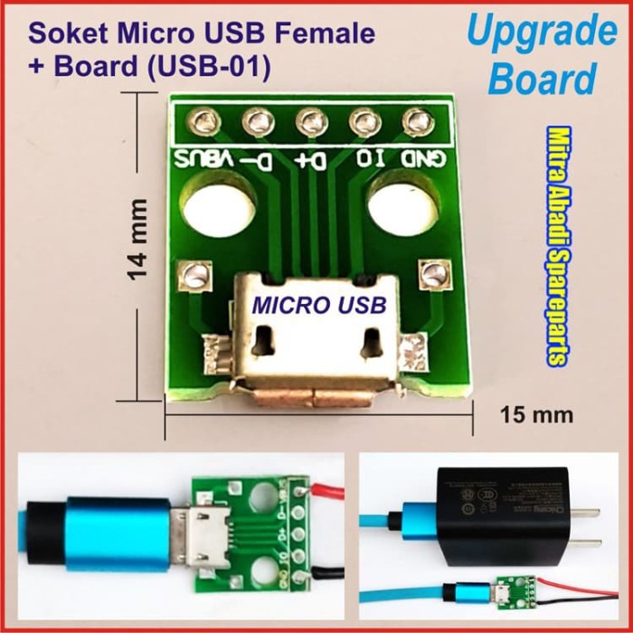 Soket Micro USB Female + Board (USB-01)