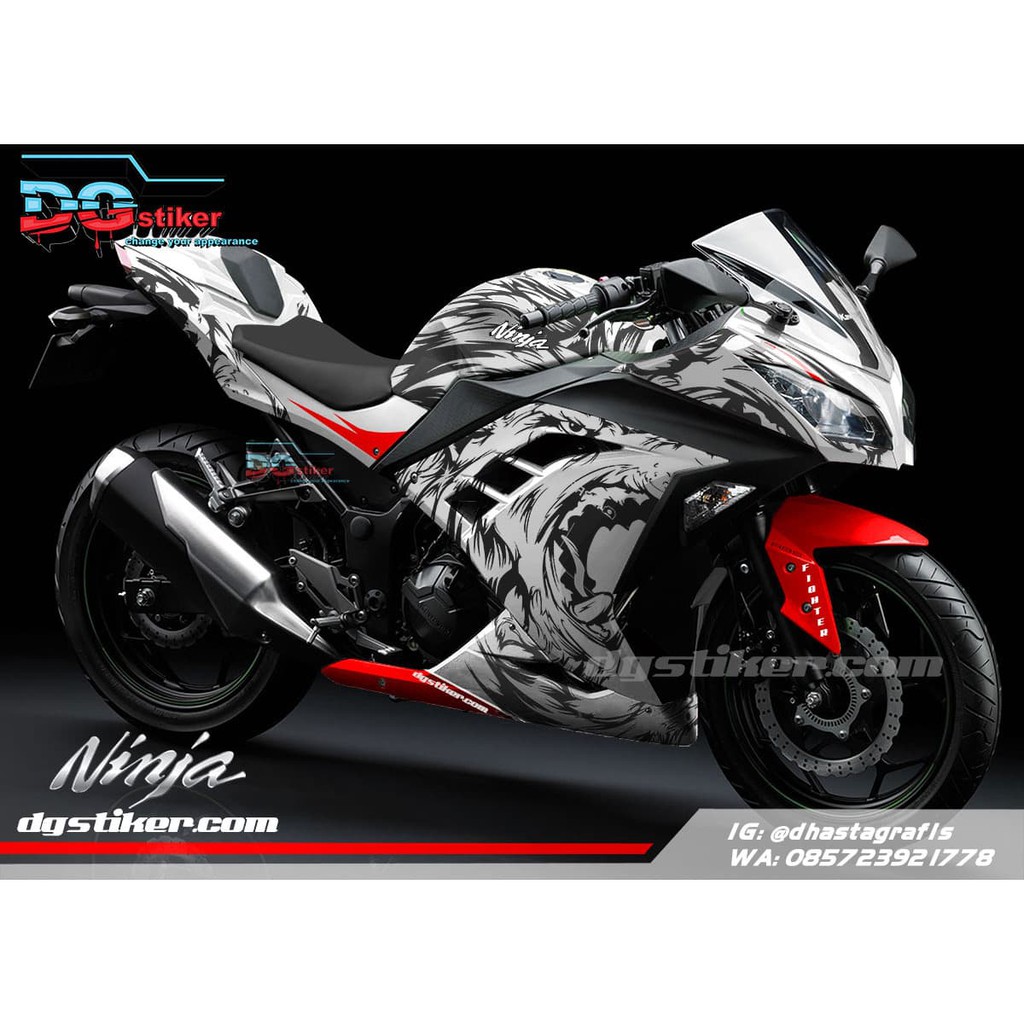 Modifikasi Decal Dekal Sticker Stiker Ninja 250 Fi Putih Wolf