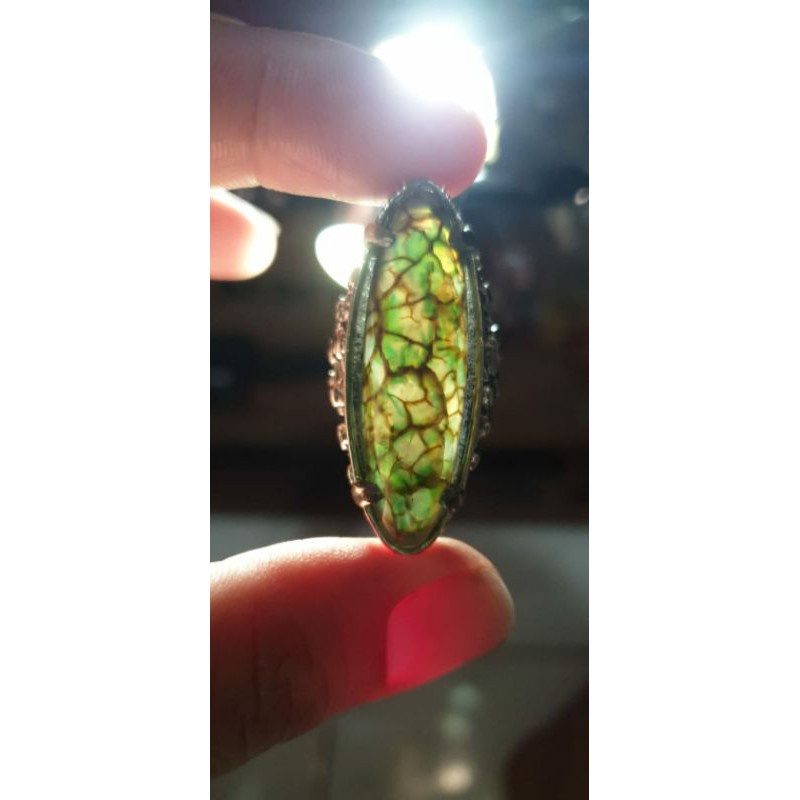 CINCIN NATURAL PANDAN LUMUT SISIK NAGA KRISTAL ANTIK TOP QUALITY