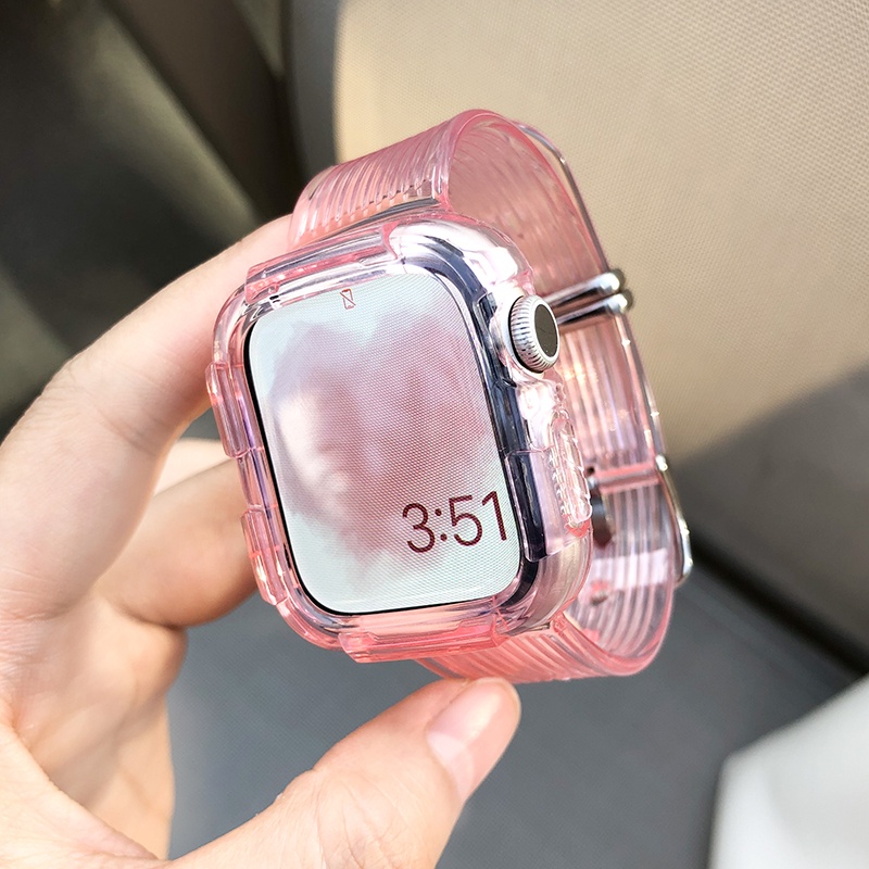 Transparent Glacier strap For Series 2/3/4/5/6/7/8 SE I 38mm 40mm 42mm 44mm 45mm Smart Watch Transparan Tali jam