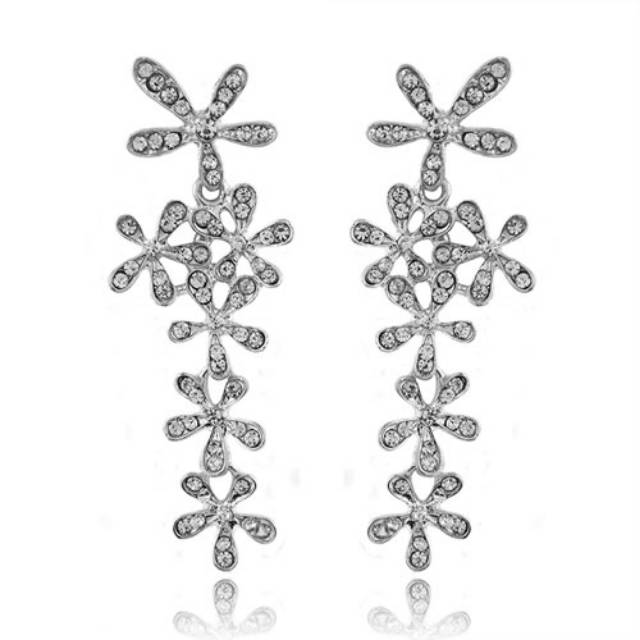 anting bunga panjang swaroski