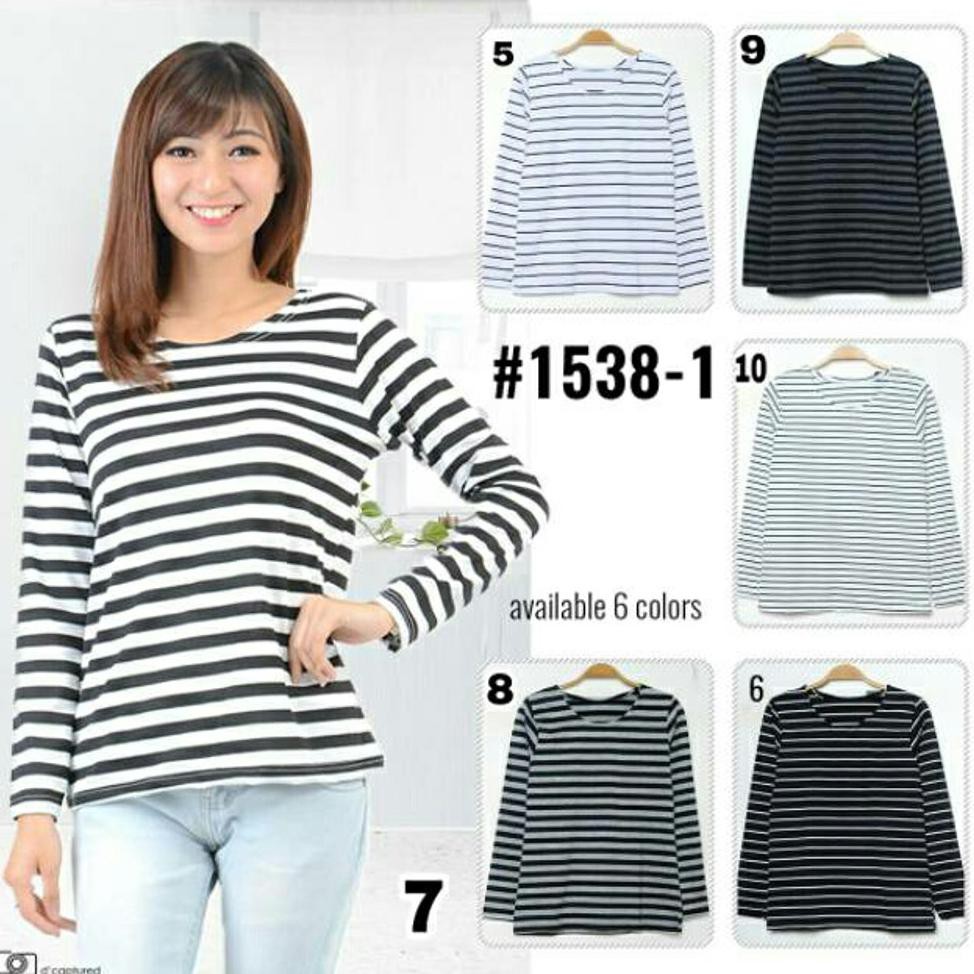 baju wanita lengan panjang kekinian - kaos stevia - baju atasan wanita - kaos wanita trendy