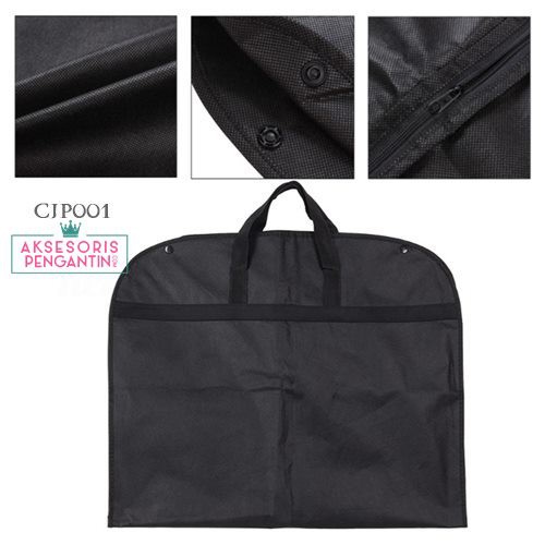 [SIAP KIRIM] COVER BAJU PLASTIK PELINDUNG BAJU BUNGKUS JAS WOVEN HITAM CJP001