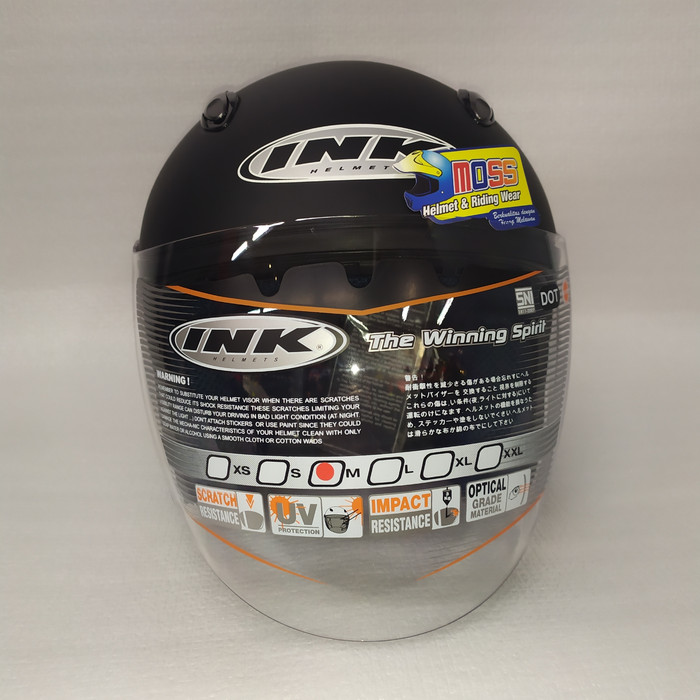 Helm INK Centro Polos Solid Hitam Doft | Halfface | Original-2