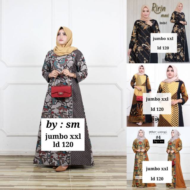 GAMIS BATIK JUMBO All Size MANGGAR, PADI,SEKAR,CANTIK,KUBIS,KIPAS,DAUN,KUPU,NADINE,GENDIS