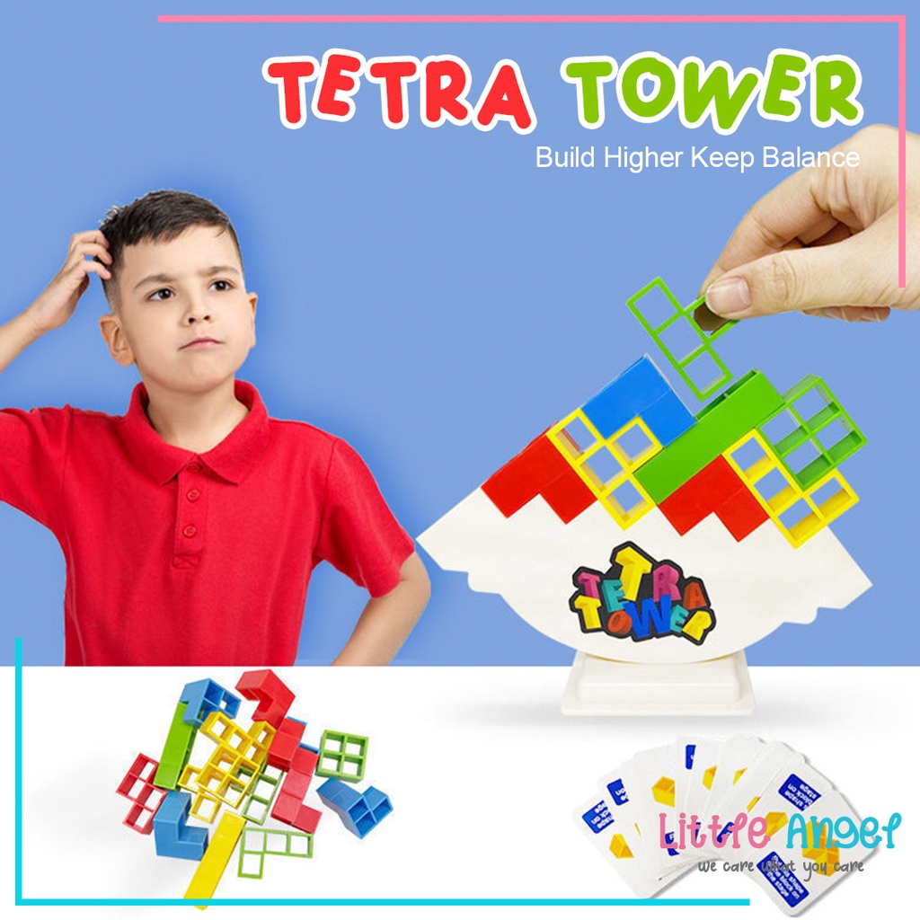 TETRA TOWER Mainan Edukasi Anak Perempuan Mainan Anak Laki Tetris Keseimbangan / Russian Tertis Balancing Brick Game Block