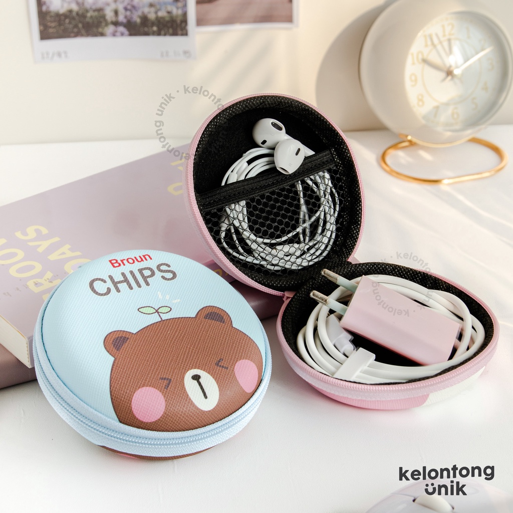 PRINTING BULAT - Dompet Headset Kartun/ Dompet Koin Karakter/ Dompet Kabel Charger