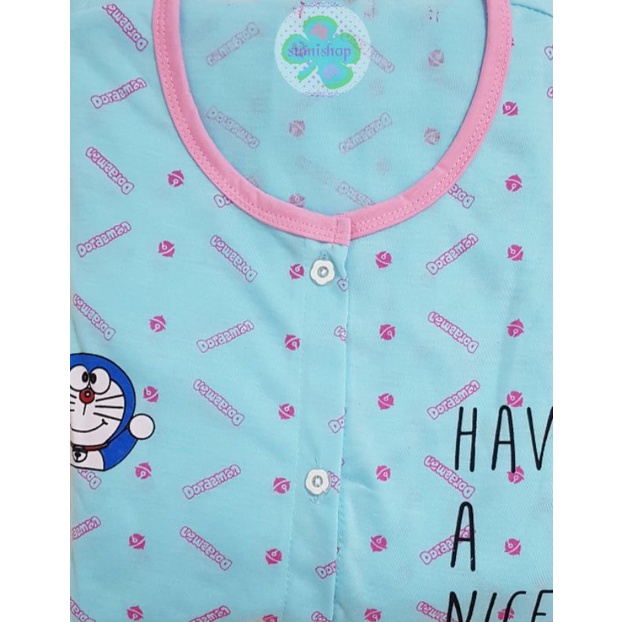 Piyama CP Kaos Dewasa (Kancing 5)-Doraemon BIRU