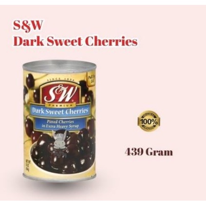

S&W Premium Dark Sweet Cherries in Syrup / Buah Cerry Kaleng 439 Gram