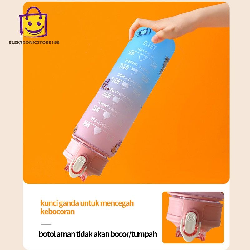 COD Botol minum 1 Liter viral, Motivasi Buat Anak korea 900ml gradiasi