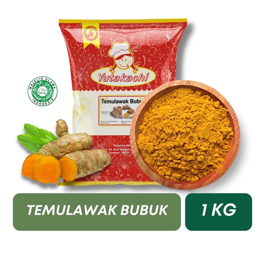 Temulawak Bubuk 1Kg Murni Tanpa Campuran / Bumbu Rempah Herbal Yutakachi / Pusat Bumbu