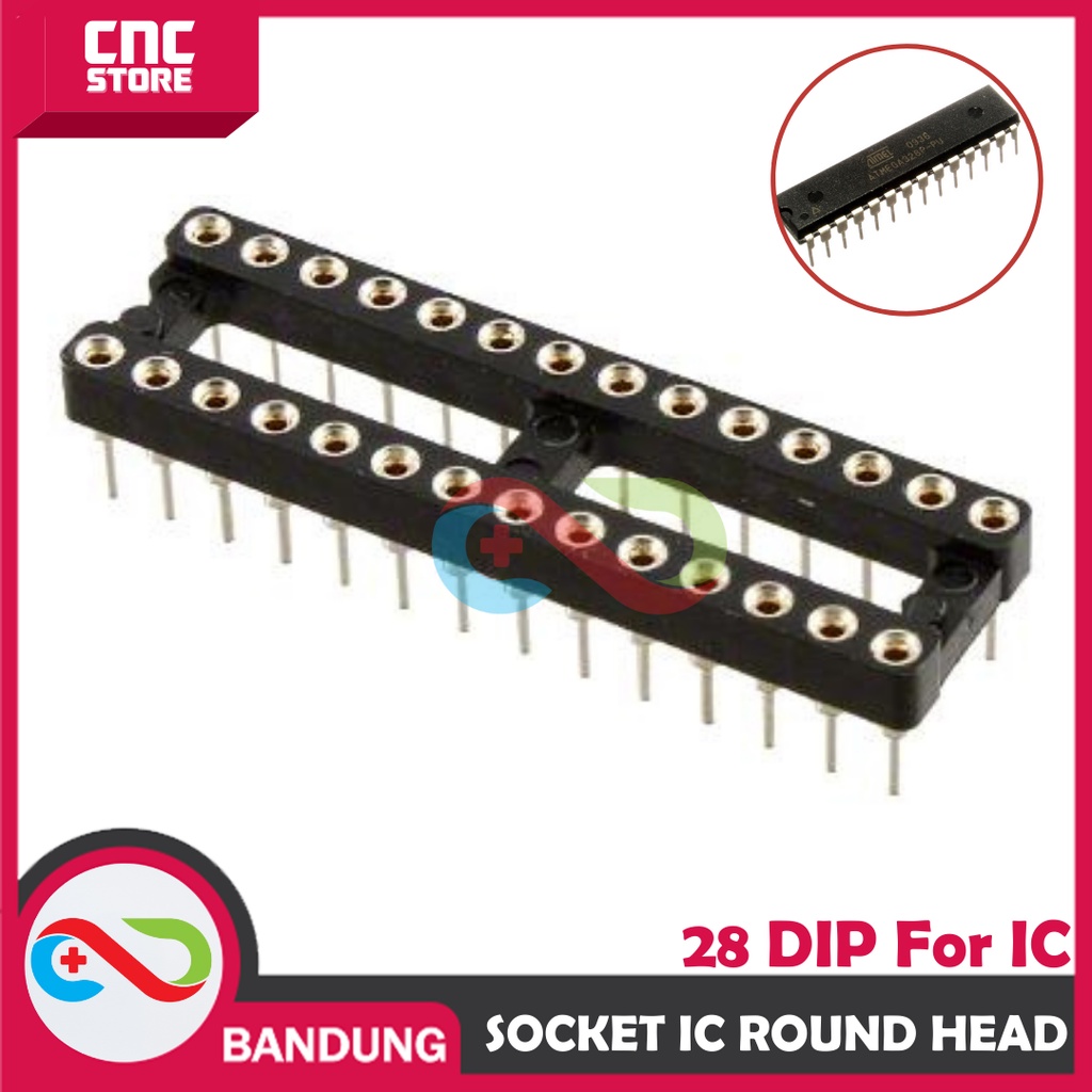 SOCKET IC 28P SOKET IC DIP28 DIP-28 ROUND HEAD NARROW ATMEGA328P/8/168