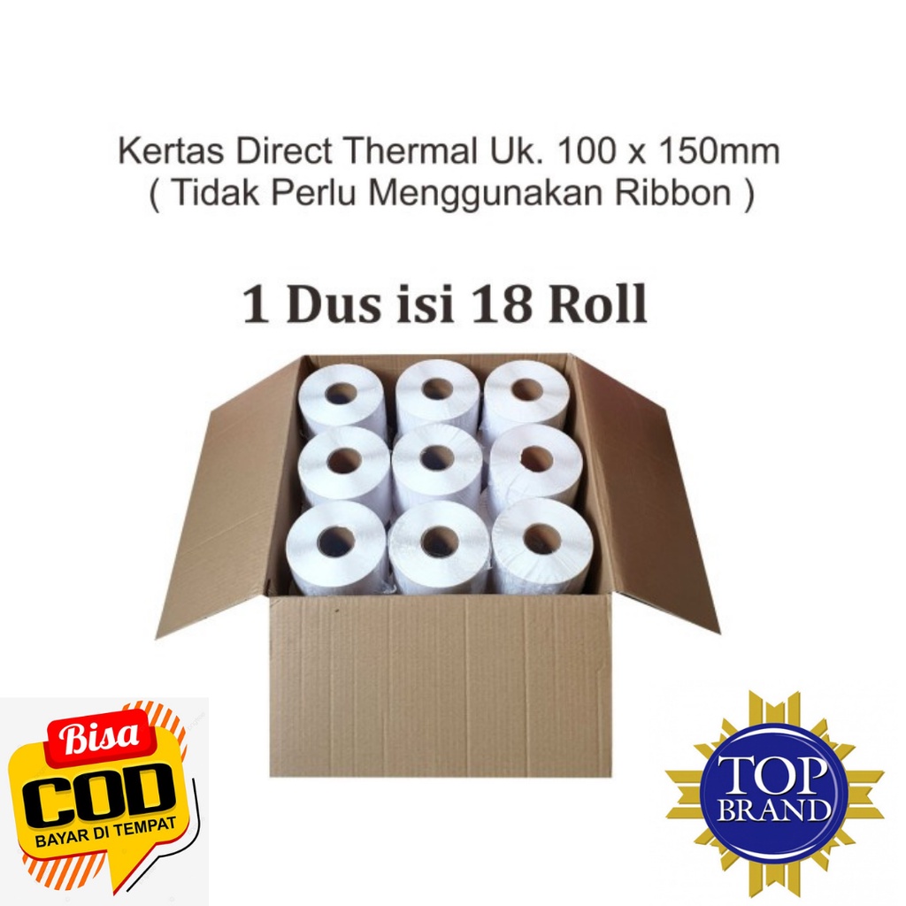 

Kertas Label Sticker Barcode Thermal 100 x 150 mm 1 Roll Isi 500 A930