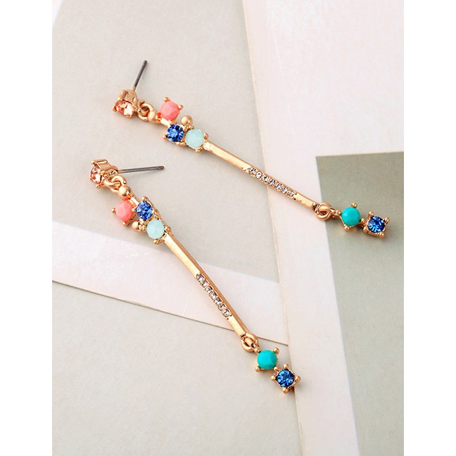 LRC Anting Tusuk Fashion Gold Crystal Stud Earrings F67616