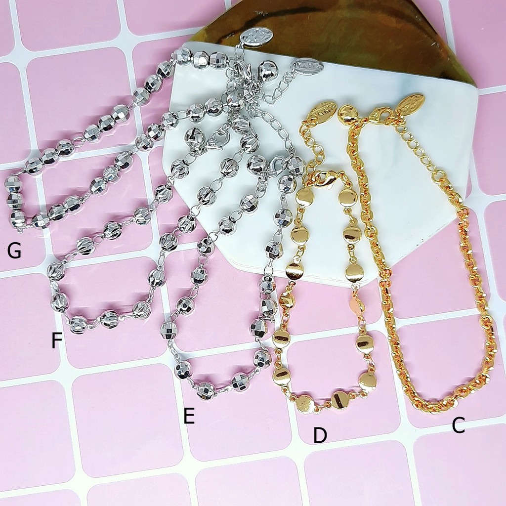 Gelang Tangan Rantai Bola Plat Batu Putih Love - BB361