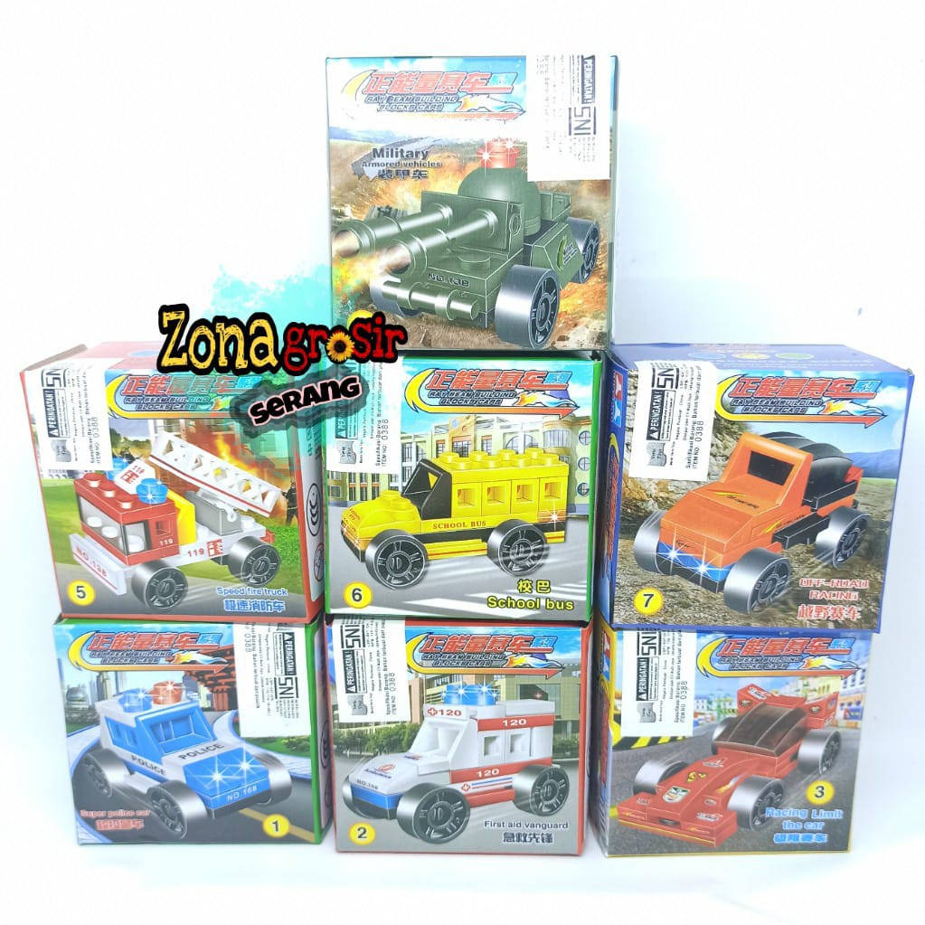 LEGO KENDARAAN MOBIL MINI POLISI AMBULANCE PEMADAM BUS SEKOLAH TANK Creative Series 0388