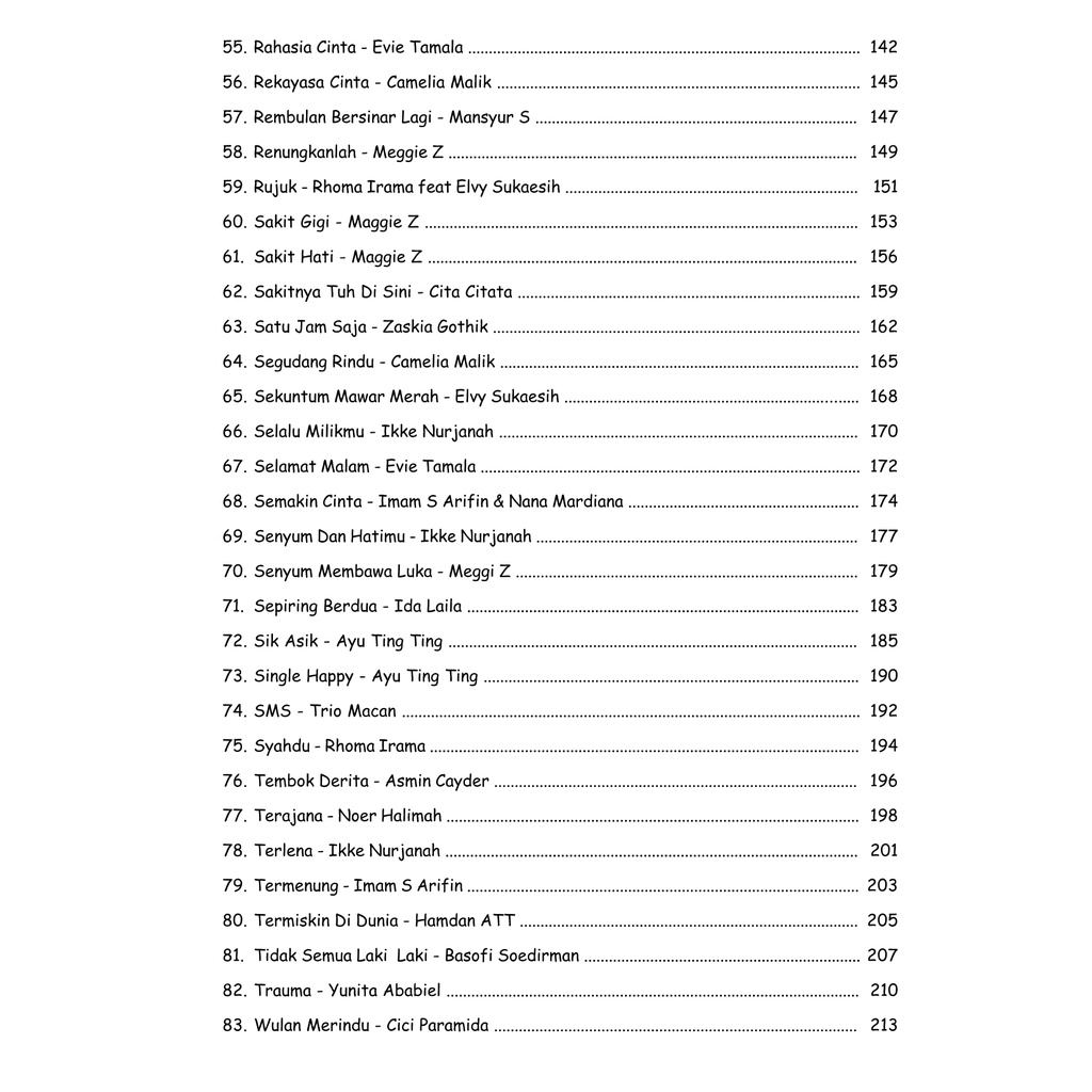 Yanita Buku Musik Koleksi Terlengkap Lagu Dangdut Sepanjang Masa