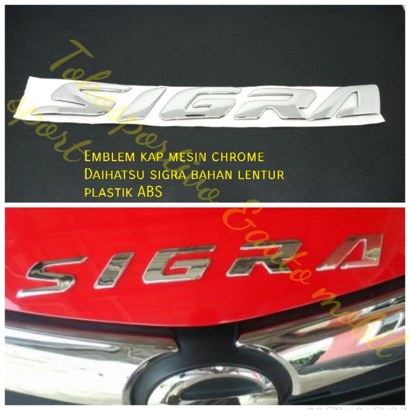 Emblem Logo Tulisan kap mesin Daihatsu Sigra Chrome plastik ABS bahan Lentur