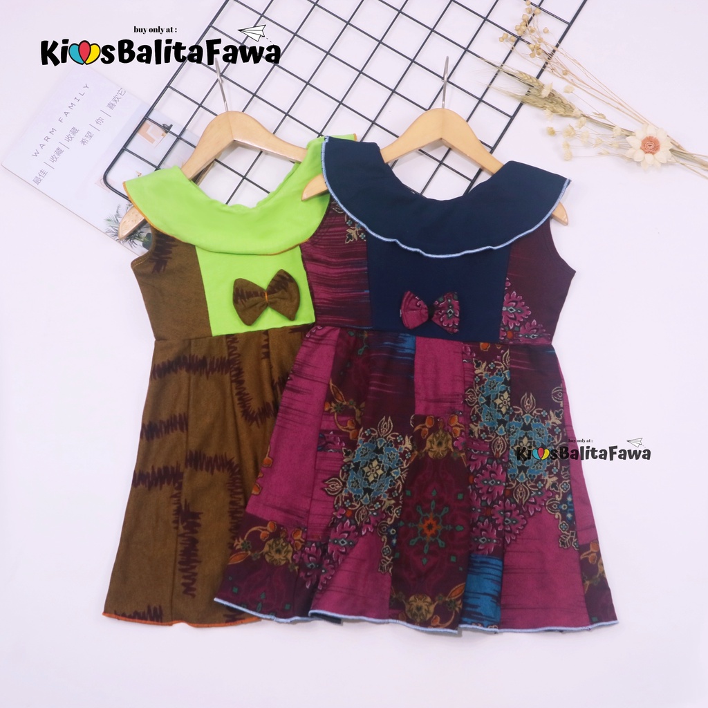 (Batik) Dress Cantika uk 3-4 Tahun / Dres Anak Perempuan Model Yukensi Baju Pesta Cewek Motif Modern