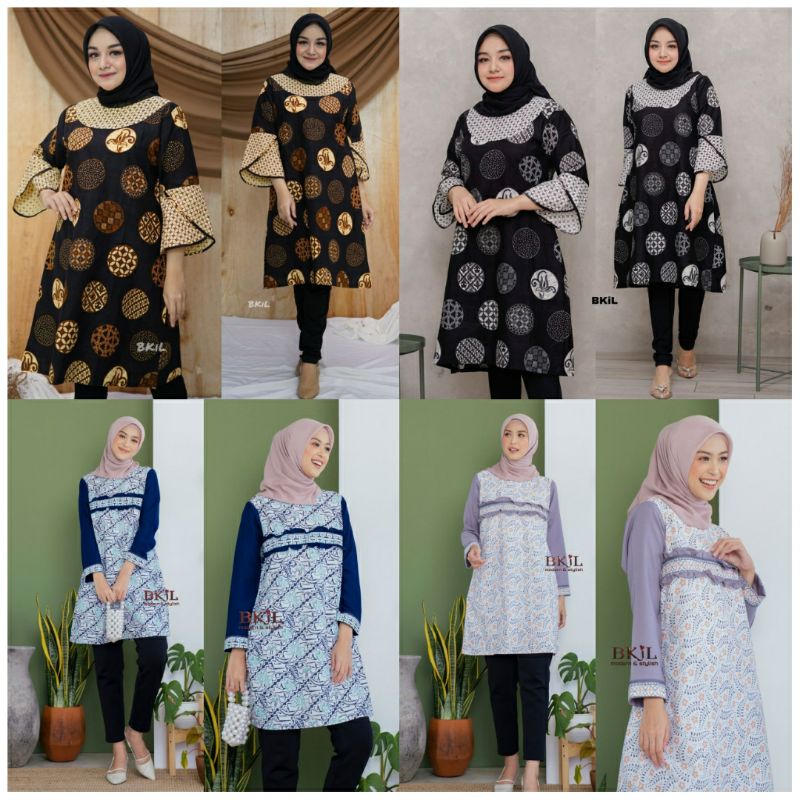 Baju Tunik Batik Modern Bestseller Ukuran M, L, XL, Dan XXL Baju kantor, Kerja, Dan Kuliah