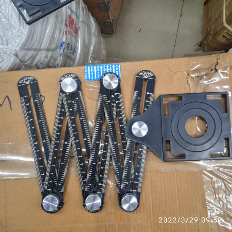 penggaris siku 6 sudut alat ukur lubang keramik