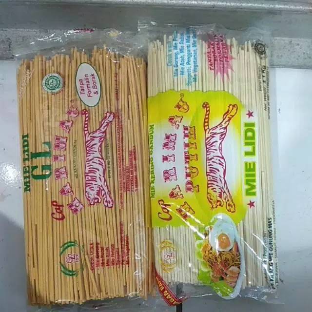 

Mie lidi cap harimau berat 1kg , putih,kuning ,1 bks