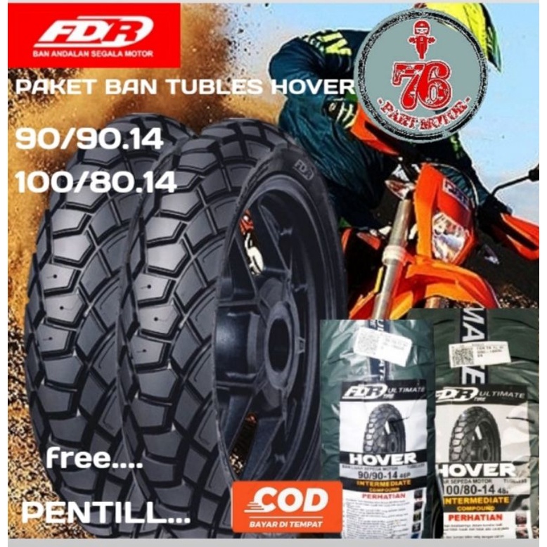 PAKET BAN TUBLES FDR HOVER 90/90.14 + 100/80.14 FREE PENTIL