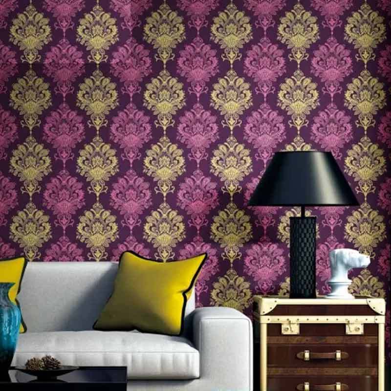 Wallpaper Dinding Motif Batik Ungu Ukuran Panjang 10Meter x Lebar 45CM