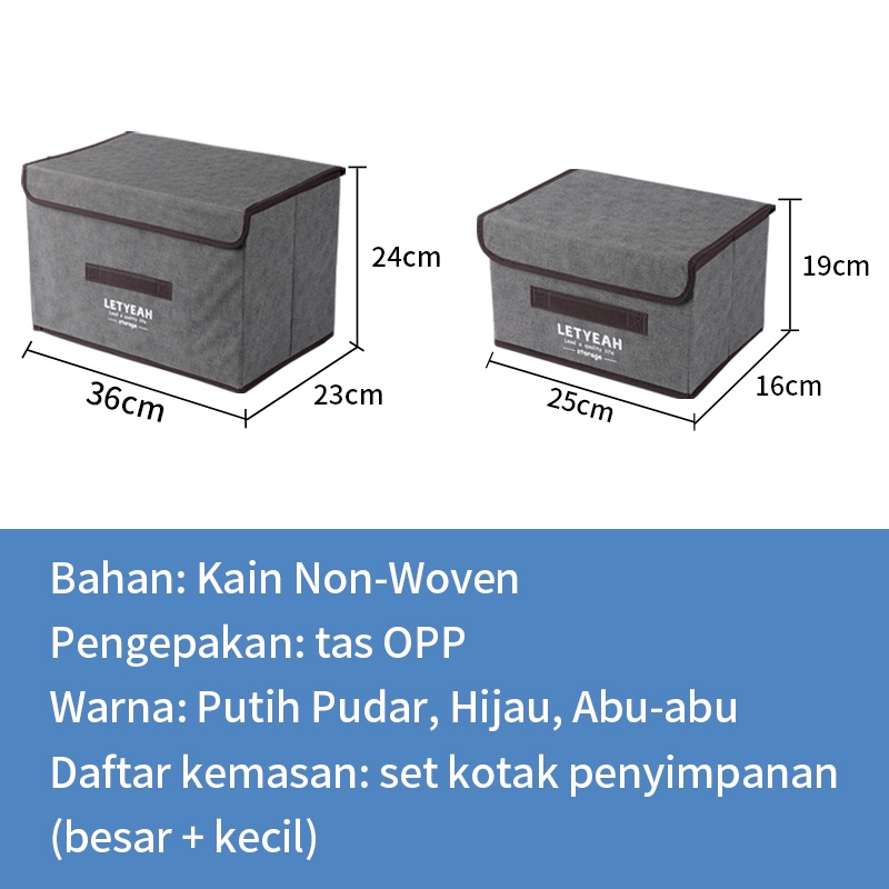 Letyeah &amp; Anantagt kotak penyimpanan baju 2in1 dengan tutup/Kotak Besar Multifunction/Canvas kotak penyimpanan/Storage Box/Organizer Container/Toy Storage/Book Organizer