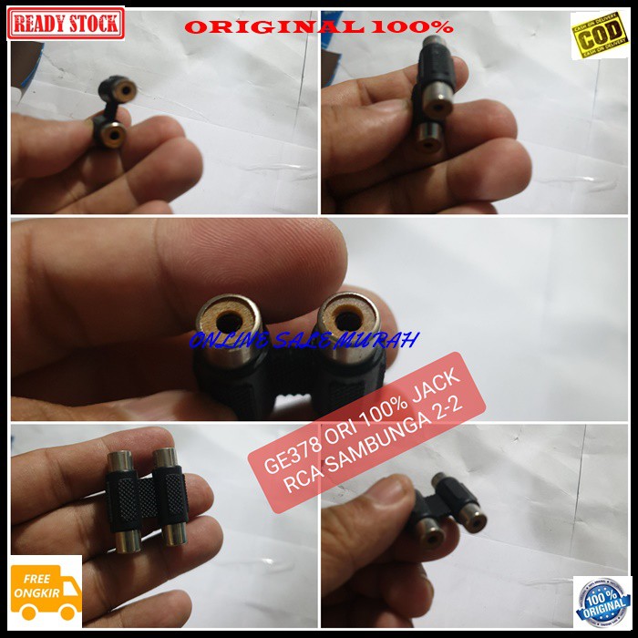 G378 ori 100% jack rca 2in1 audio spliter konektor splitter aux conektor acc handphone hp jek jack laptop komputer smule multi original cewe cowo adapter sambungan sound extension penyambung suara headset headphone converter male canon dvd ampli stereo ma