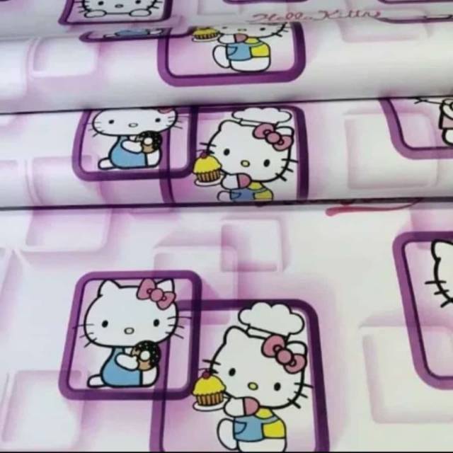 WALPAPER DINDING 3D HELLO KITTY 45cmx10meter