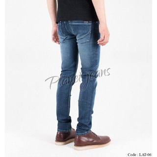 Celana Jeans Panjang Slimfit Pria bahan Denim Brand Local Original Blue Washed Slim Fit Cowok LAT06