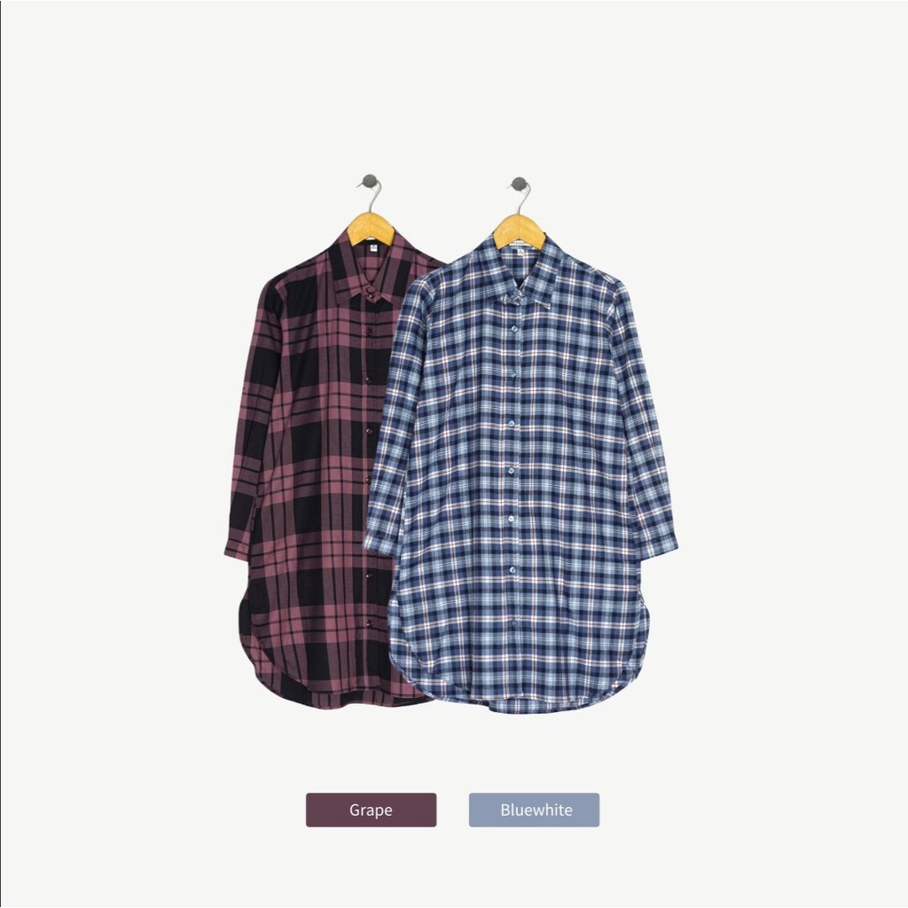 Kemeja flanel wanita basic shirt longsleeve kerja jumbo kemeja tartan Kemeja Kotak Formal Flannel Ba
