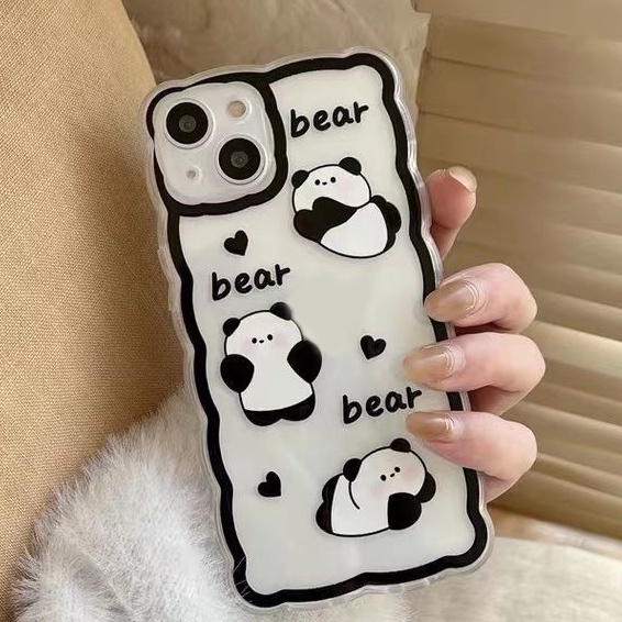 Soft Case Silikon TPU Transparan Motif Beruang Cover Iphone 12 13 SE 6 6S 7 8 Plus X XS XR 11 Pro Max