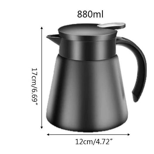 Teko Air Pitcher Thermos Double Wall Vacuum Stainless 880ml - Ody031 - Black