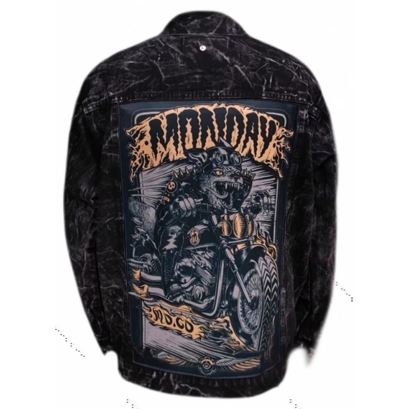 PROMO JAKET JEANS DENIM PRINTING PRIA GAMBAR BELAKANG WASHING - Jeket pria washing jins