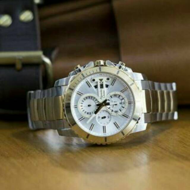 Jam Tangan Pria Original Alexandre Christie AC 6455 silver Gold