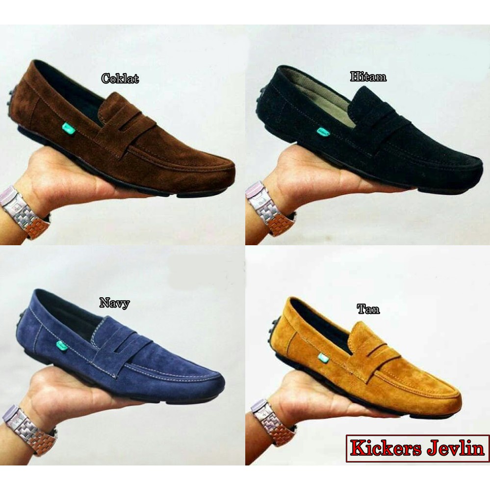 MS SHOP - Fashion Cowok Kickers Jevlin Moccasin Suede Sepatu Pria Slop Santai Simple Keren