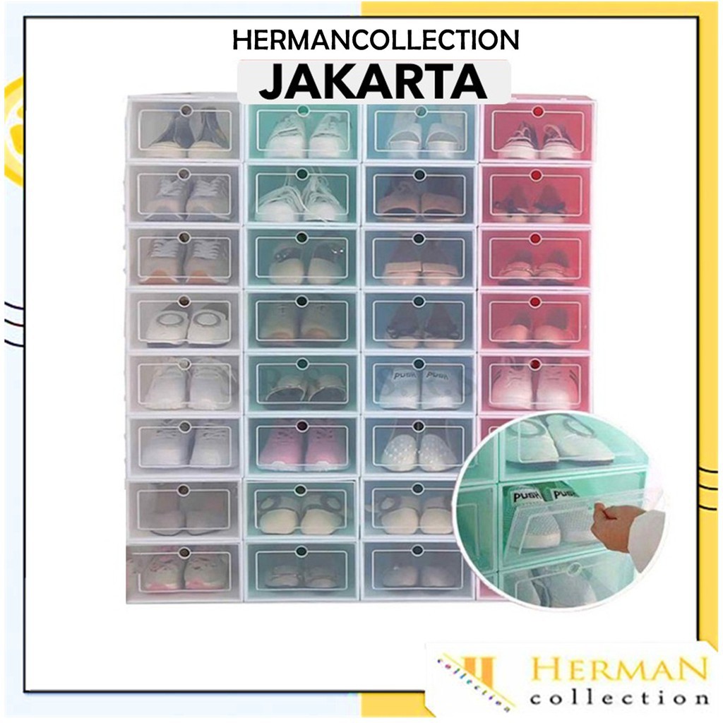 HC Kotak Sepatu Transparan Susun Model Laci / Rak Plastik Sepatu Multifungsi Perbox PCS
