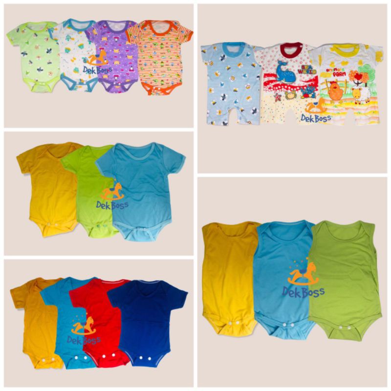 Jumper pendek bayi bodysuit baby newborn perempuan laki laki motif polos 0 6 bulan romper baju yukensi kodok harian bayi