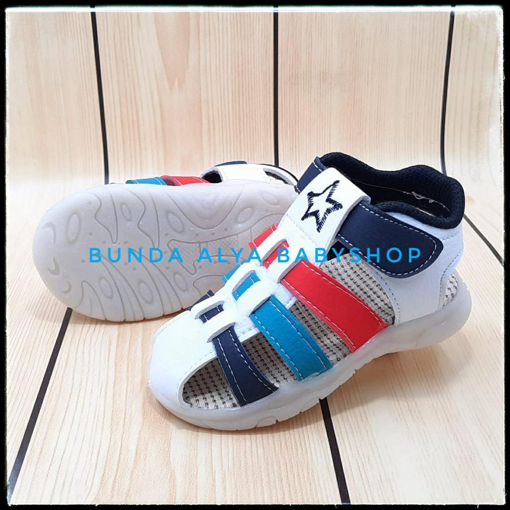 Sandal Anak Laki Usia 4 Tahunan Tali Bintang PUTIH Size 29 - 30 - Sandal Anak Cowok Keren Modle Tali Putih