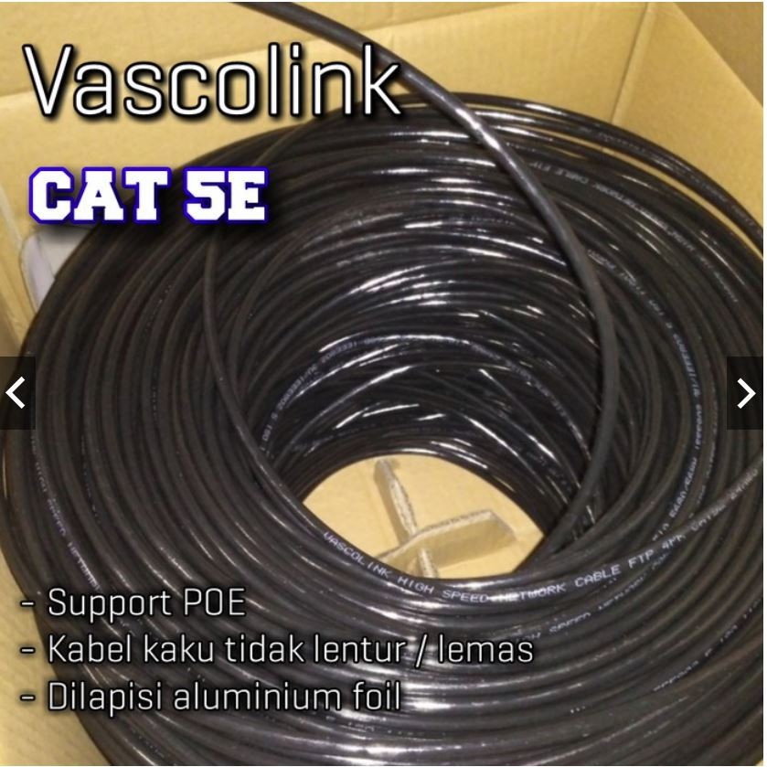 [PROMO] 28 meter Outdoor Kabel LAN Vascolink FTP Cat.5e CCA Black | eceran tanpa sambungan