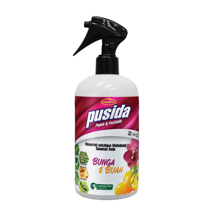 PUSIDA Pupuk &amp; Pestisida Langsung Pakai - Untuk BUNGA &amp; BUAH - Goodman Green World - 500 ML