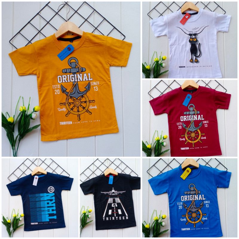 kaos anak dan distro Kaos terlaris maroon biru mustard