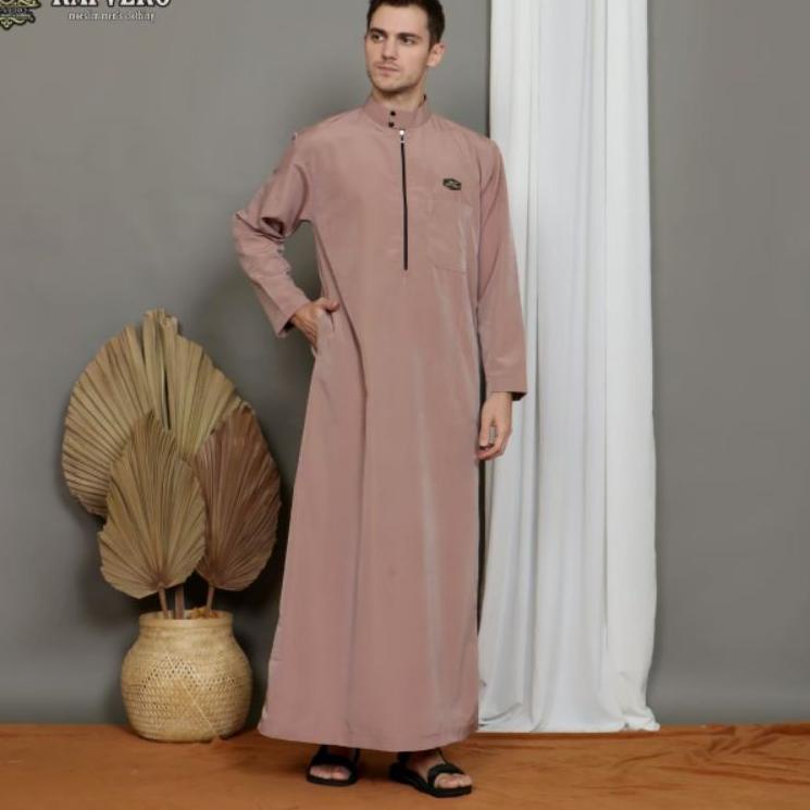 MZM.607452– La-Tahzan Jubah Saudi Pria/Gamis Pakistan/Jubah Muslim Pria Dewasa ELVANO
