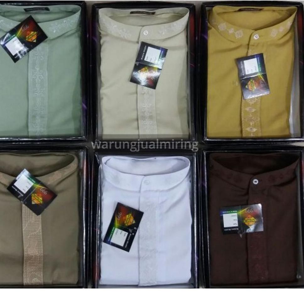 C0G❤️ Baju Koko Wadimor 999 Lengan Tangan Panjang - Taqwa Takwa Busana Muslim Pria Putih Coklat Mera